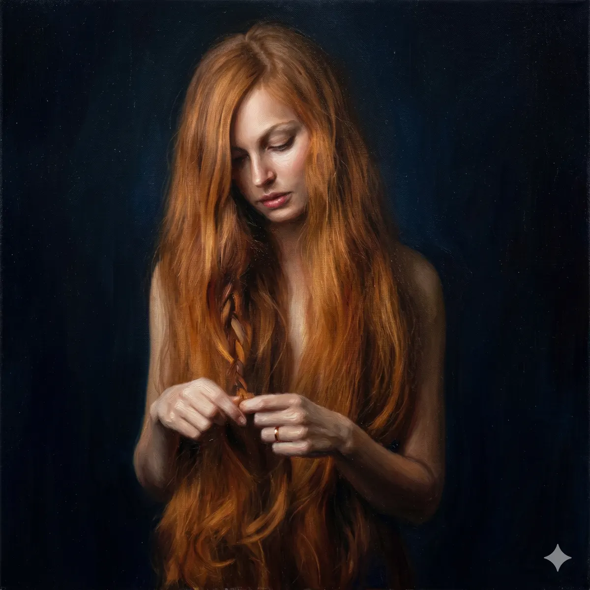 Red Haired Woman Dark Background