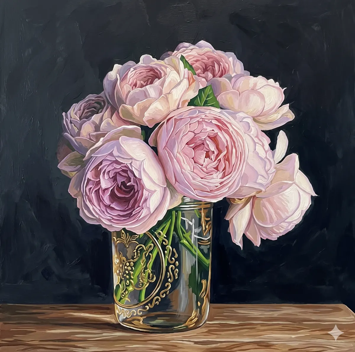 Pale Roses Mason Jar