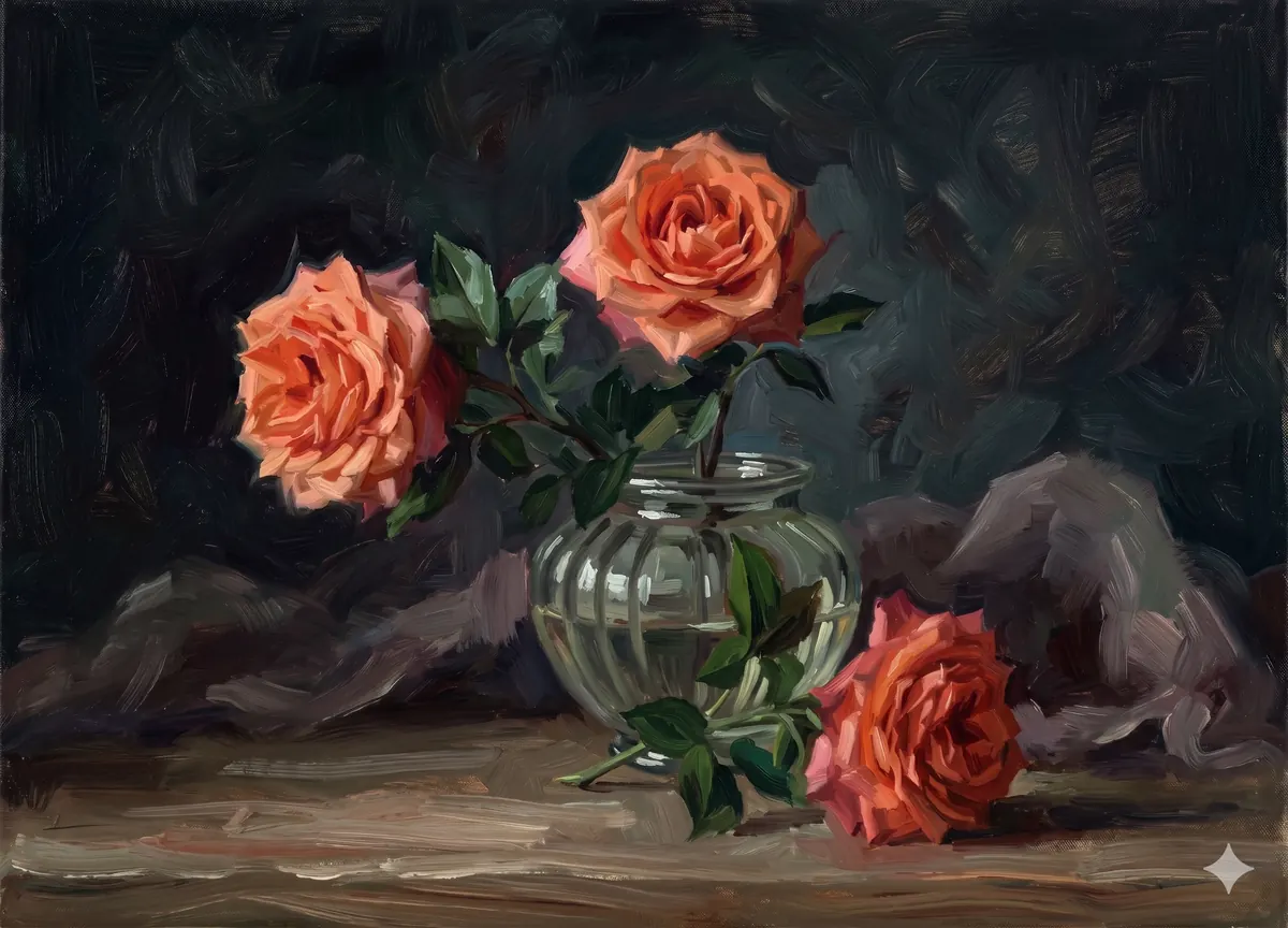 Red Roses Dark Table